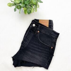 Levi's 501 Black Raw Hem Cut Off Jean Shorts Size 27